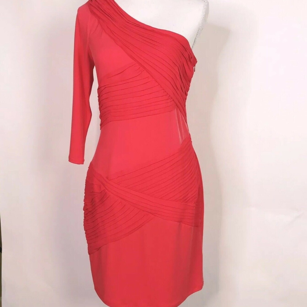 Gianni Bini Dress Size M Orange Coral Bodycon Bandage One Shoulder‎